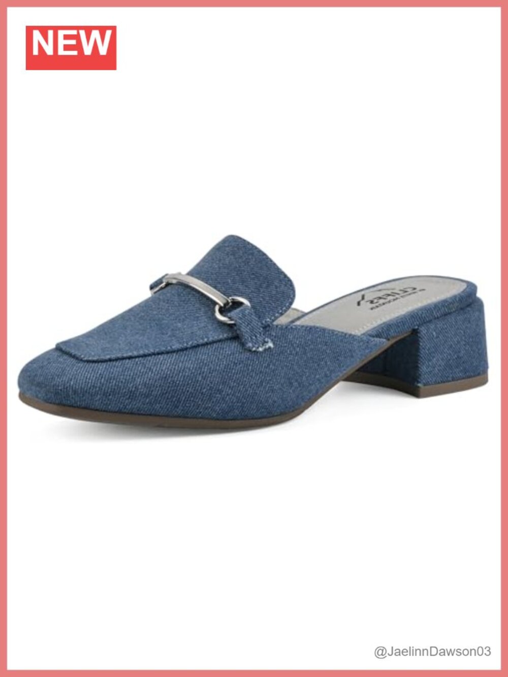 Textile Block Heel Loafer Mule Women's Slip On Cushioned